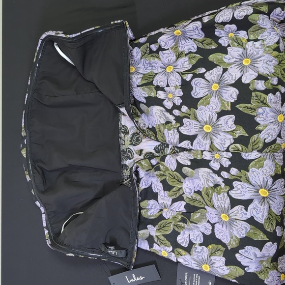 NWT Lulus MED Darling Sensation Black Floral Jacquard Strapless Mini Party Dress - Picture 6 of 11